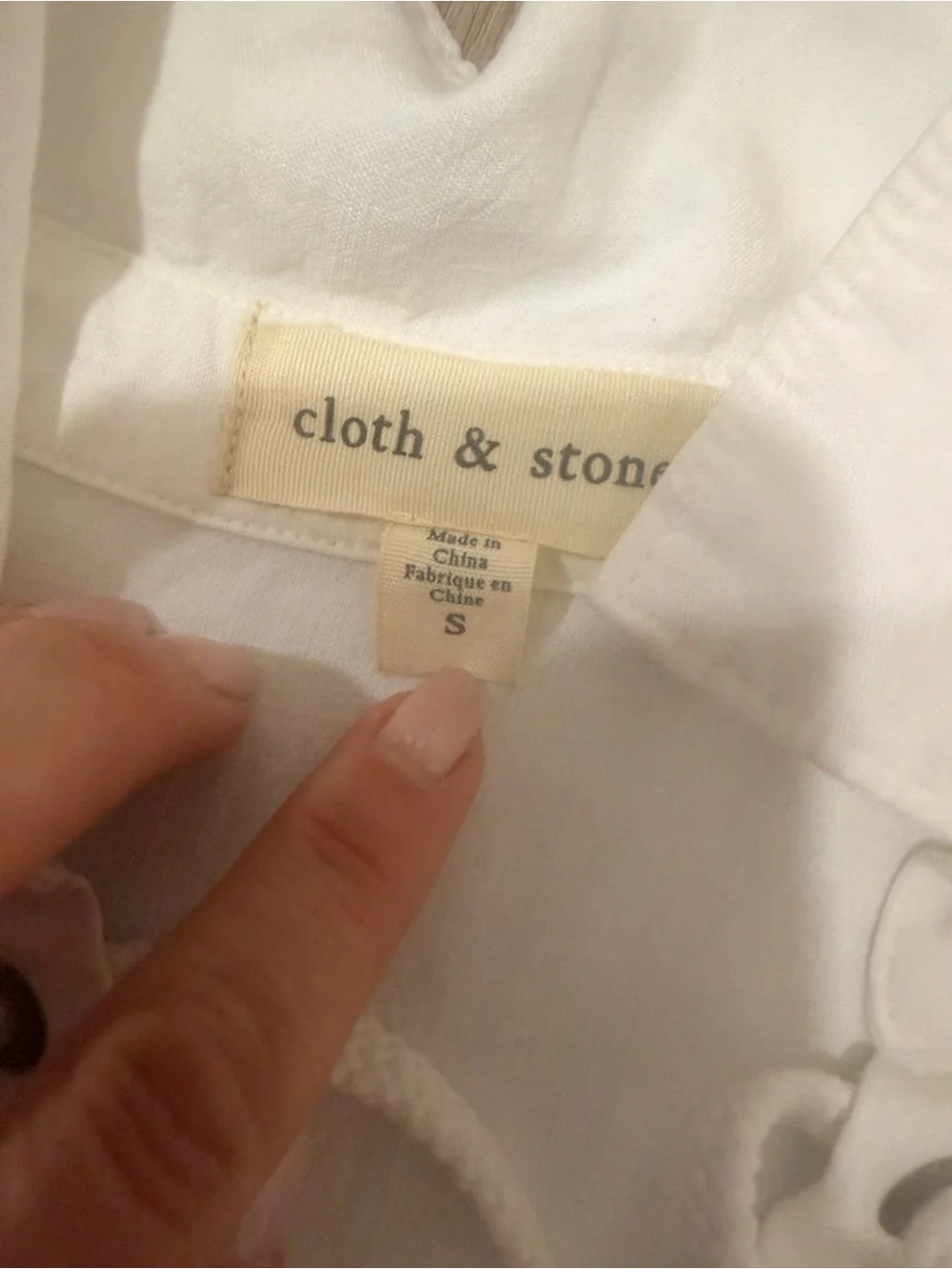 cloth & stone White Lace-Up V-Neck Long-Sleeve Henley Anthropologie